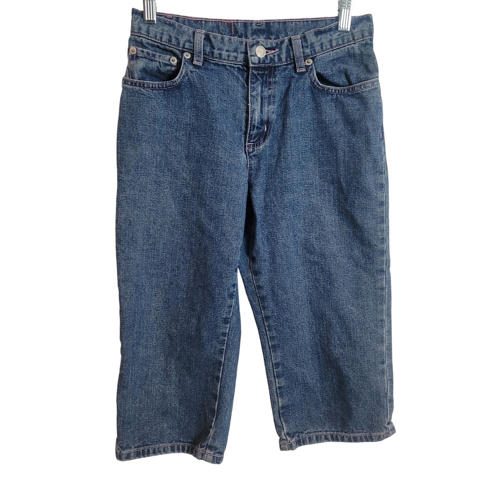 Polo‎ Ralph Lauren Jeans Co Womens Pink Contrast Stitch Denim Capris Size 5 Y2K